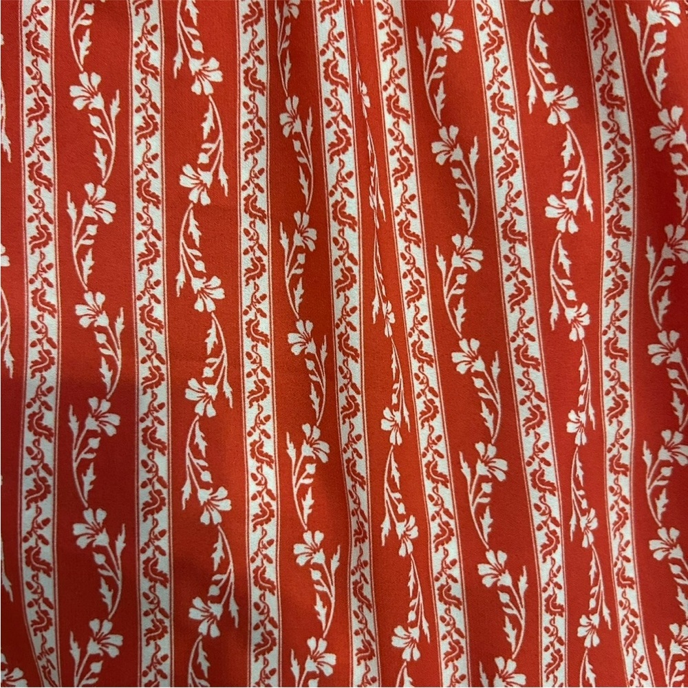 Max Studio Red Floral Puff Sleeve Tiered Midi Boho Summer Dress Size L - Picture 6 of 8